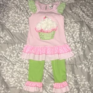 Girls 2 Piece Cupcake Outfit W- Ruffled Edges!